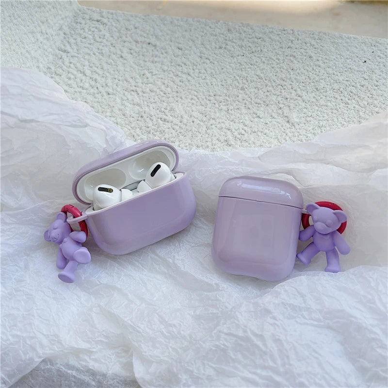 Purple Bear Pendant Airpods Case