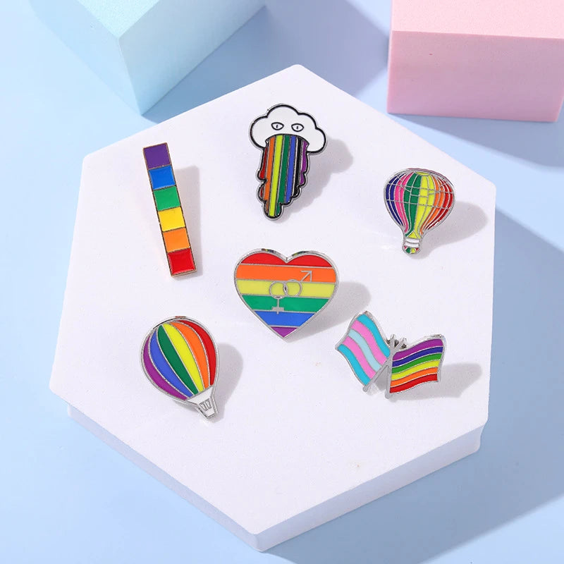 Rainbow Balloon Flag Pins