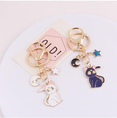 Moon Star Cat Keychain