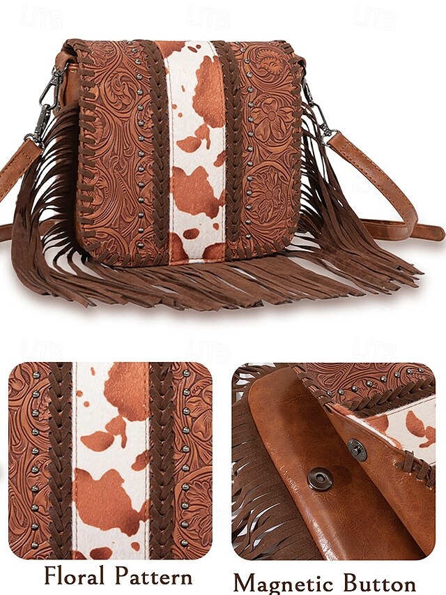 Shoulder Bag Multi-Pocket Faux Leather Crossbody