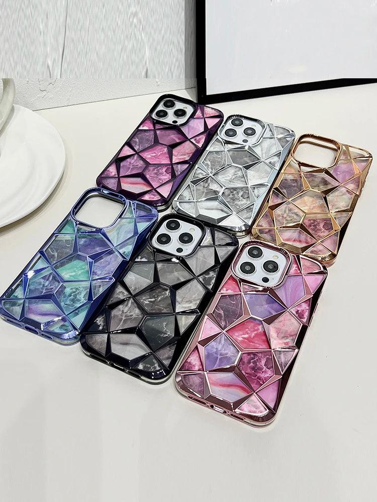 Electroplating Colorful Cube Plating - Cute Phone Case For iPhone 15 Pro Max, 14, 13, or 12