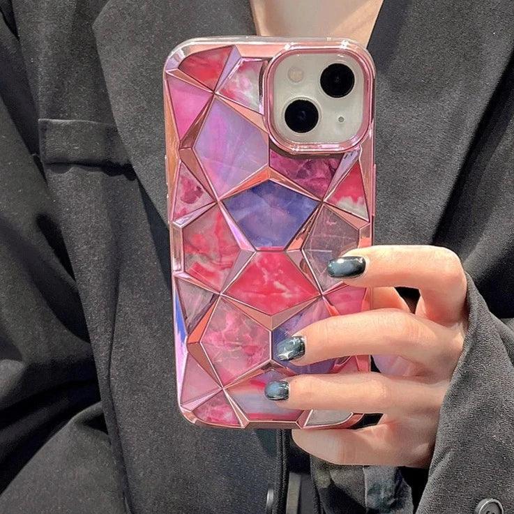 Electroplating Colorful Cube Plating - Cute Phone Case For iPhone 15 Pro Max, 14, 13, or 12