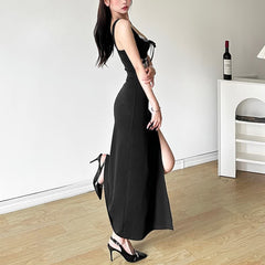 Elegant Slit Corset Maxi Dress