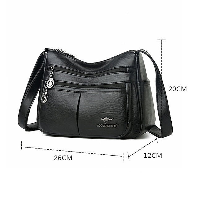 Shoulder Bag Multi-Pocket Faux Leather Crossbody