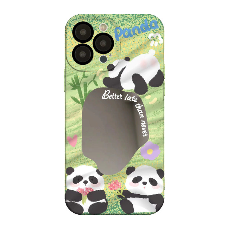 Mirror Green Panda Flowers Phone Case