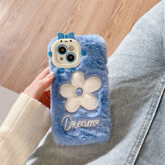 Monster Plush Flower Embroidery Phone Case