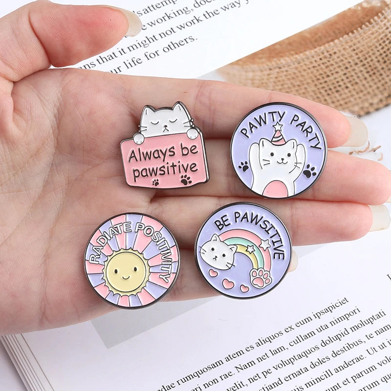 Cartoon Round Cat Claw Pins