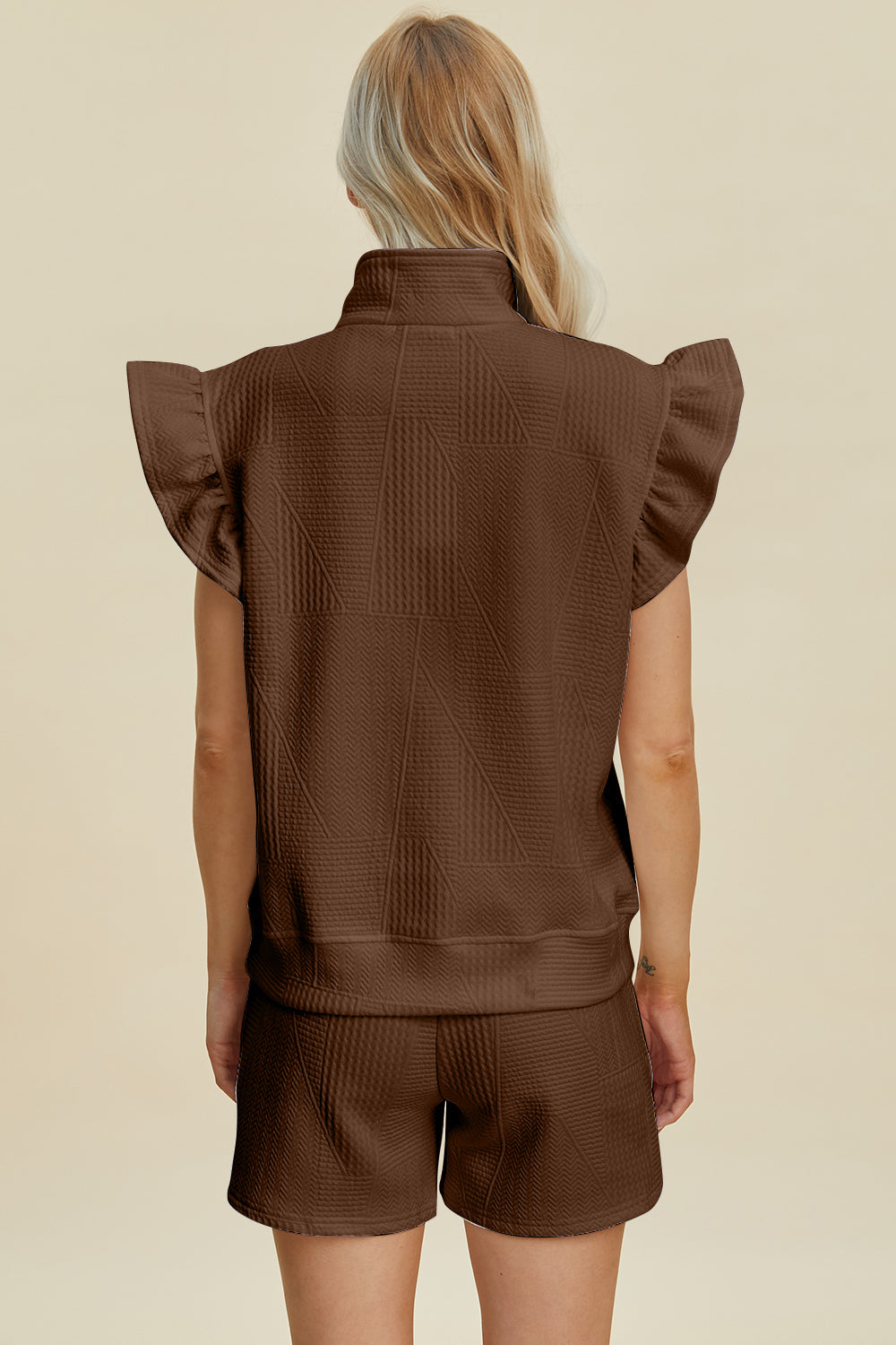 Full Size Texture Sleeveless Top and Shorts Set