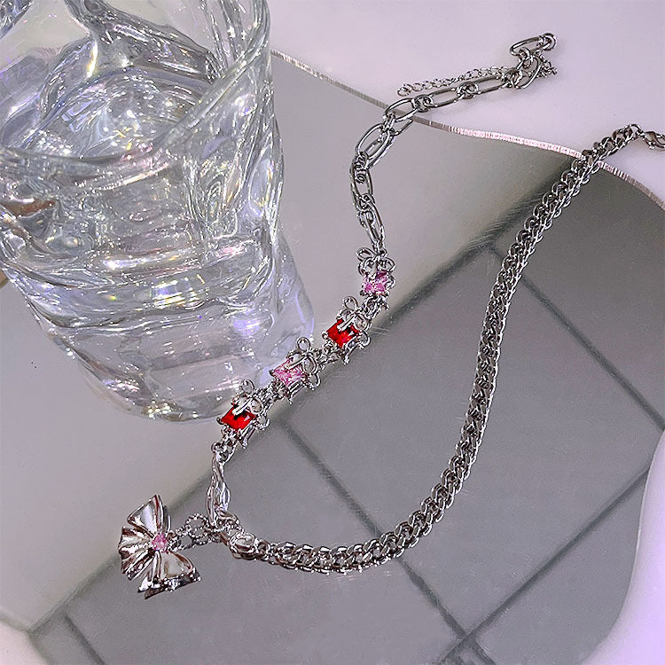 Zircon Flash Bow Necklace