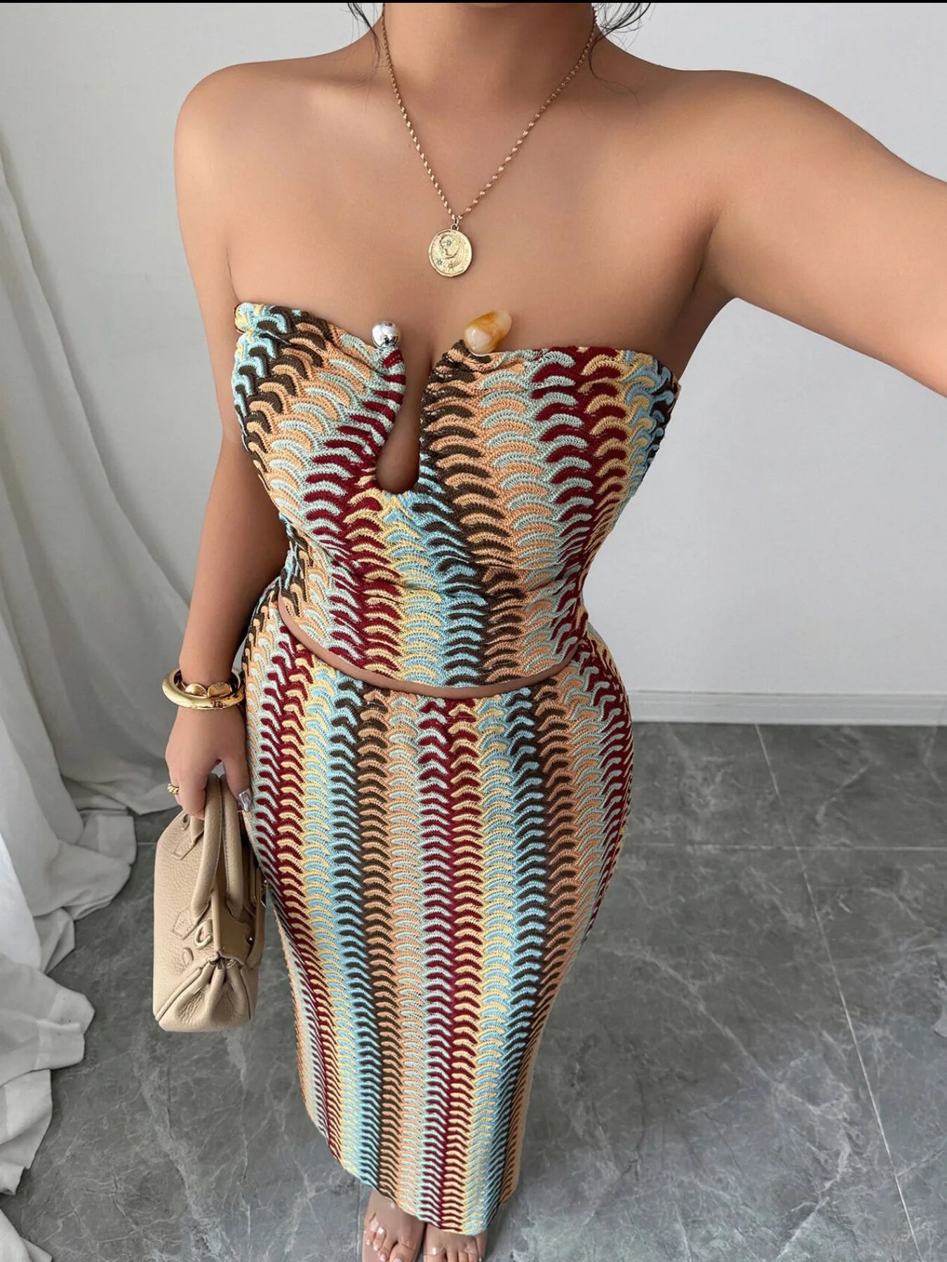 Printed Tube Top and Skirts Set