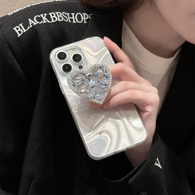 Laser Love Rhinestone Holder Phone Case