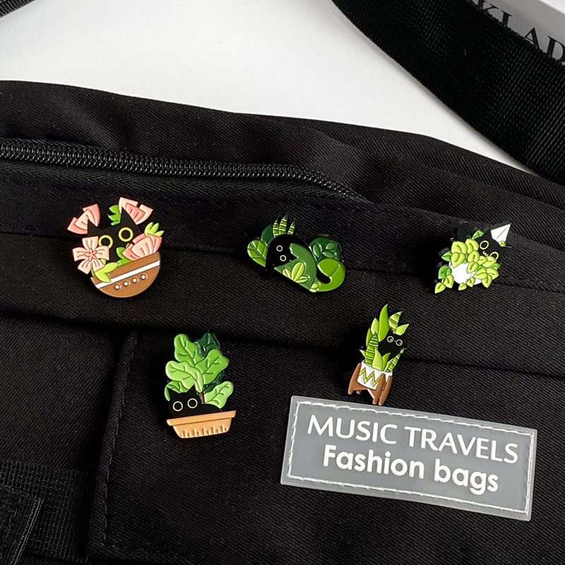 Cartoon Flowers Green Leaves Pins