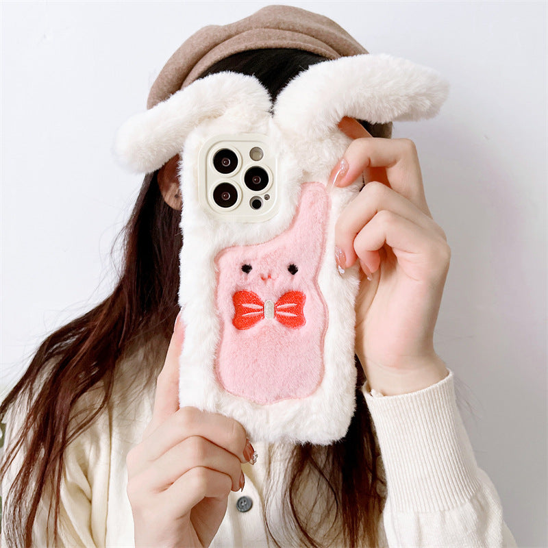 Plush Bow Long-Eared Rabbit Phone Case