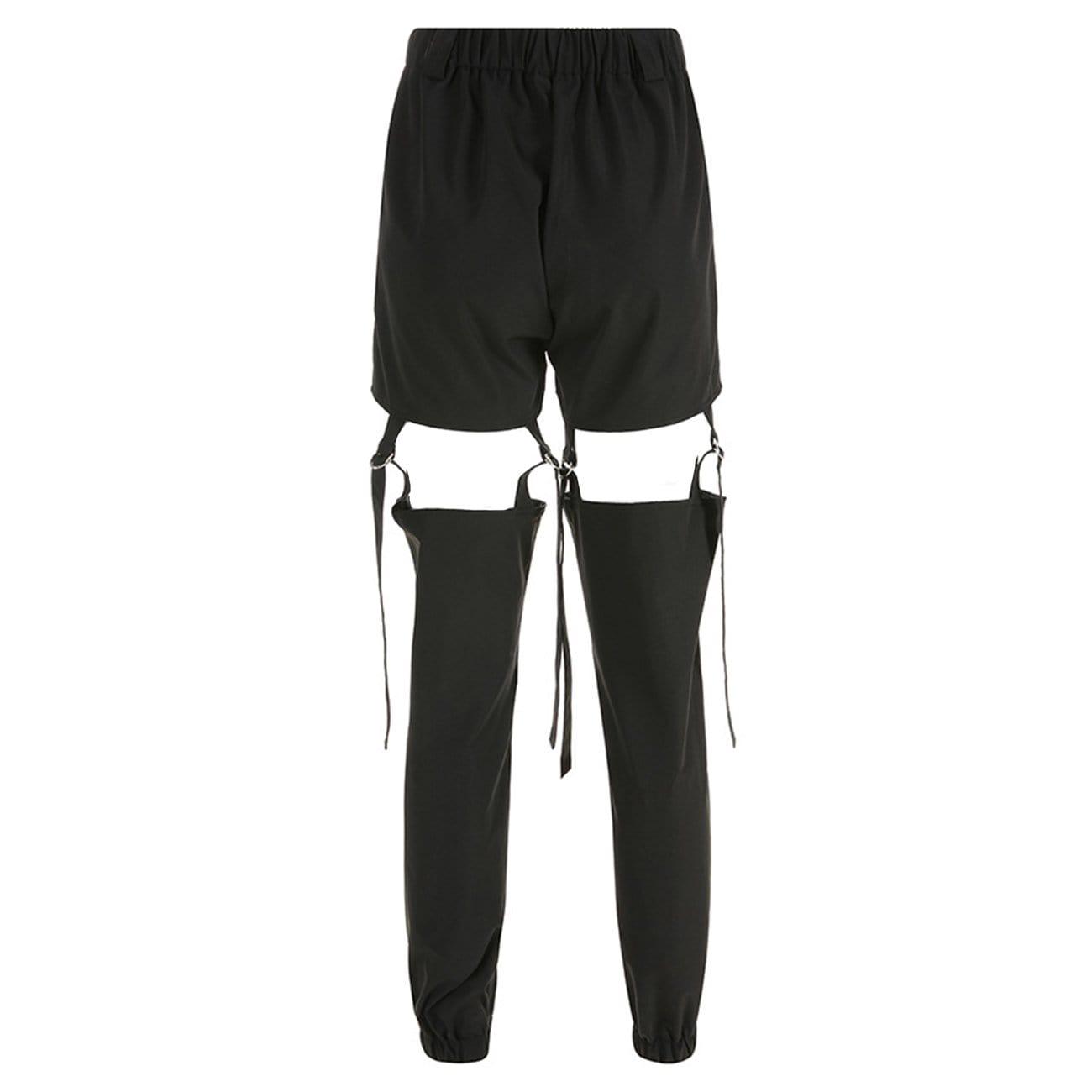 Combat Removable Buckle Hollow Out Pants