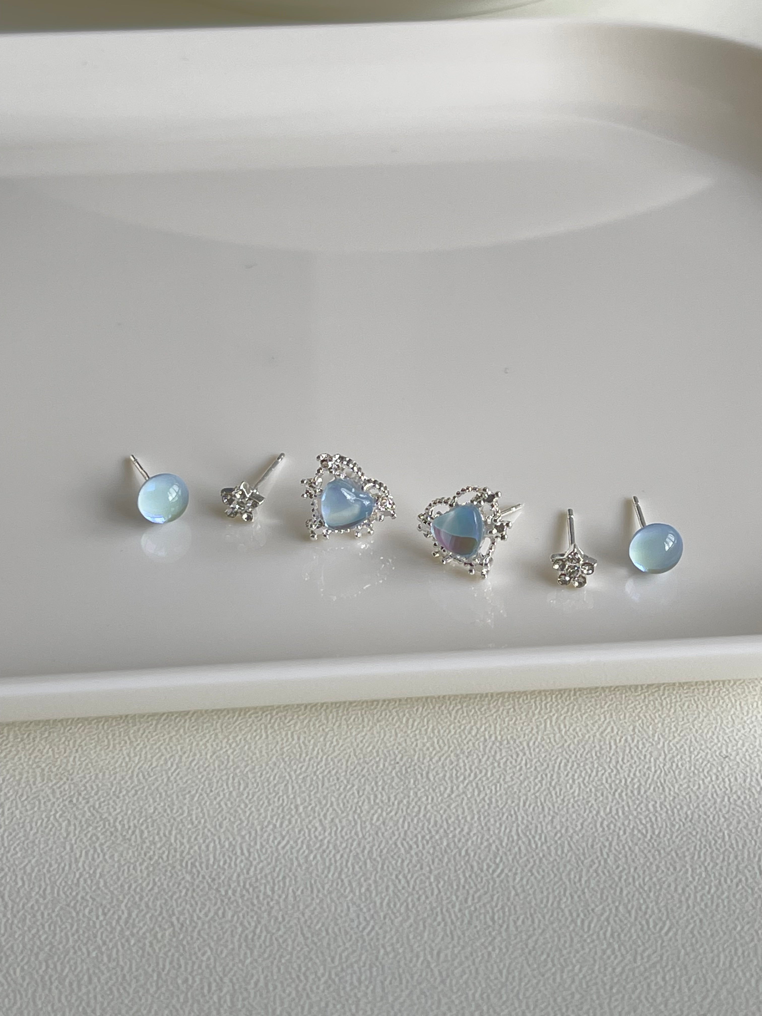 Aurora Bright Love Stud Earrings/Ear Clip Set