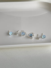 Aurora Bright Love Stud Earrings/Ear Clip Set