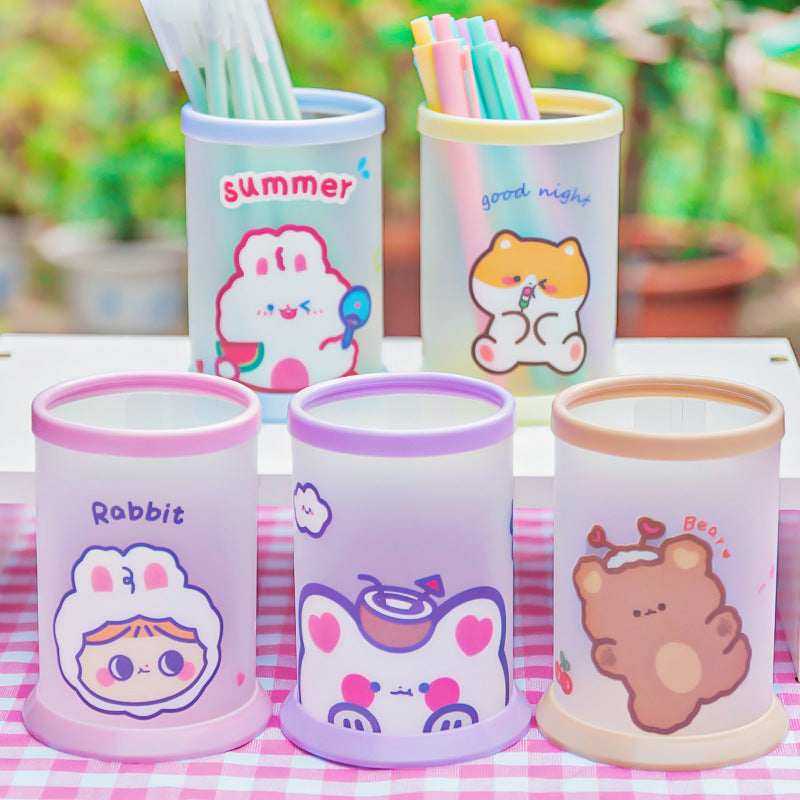 Cartoon Round Folding Pen Holder