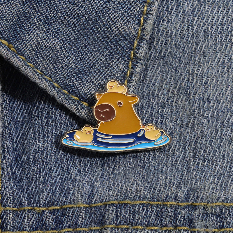 Cute Bathing Capybara-Shaped Pins