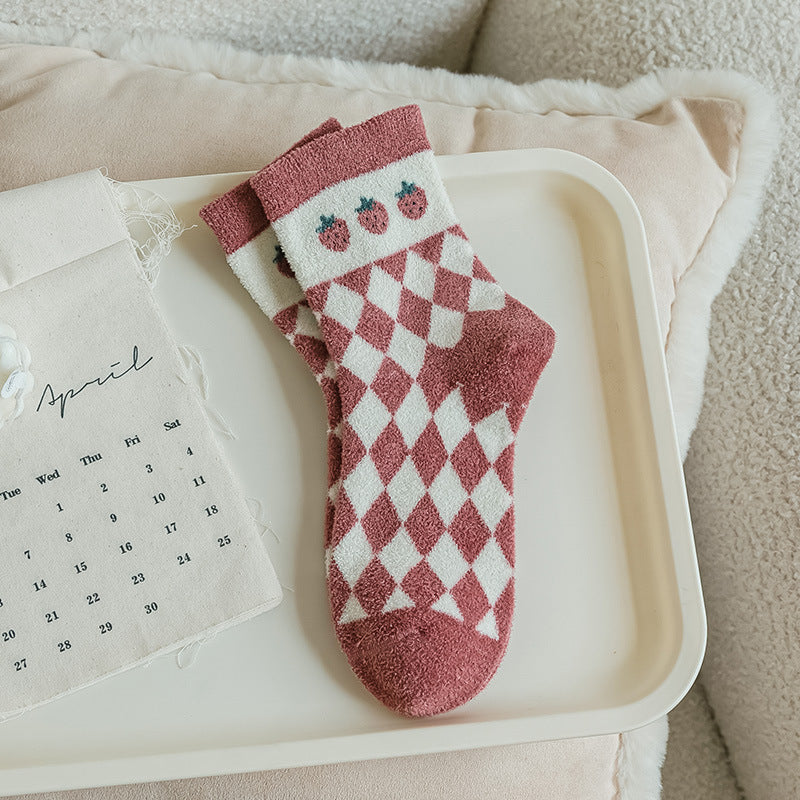 Cute Strawberry Warm Socks