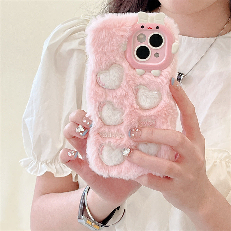 Monster Plush Embroidered Heart Phone Case