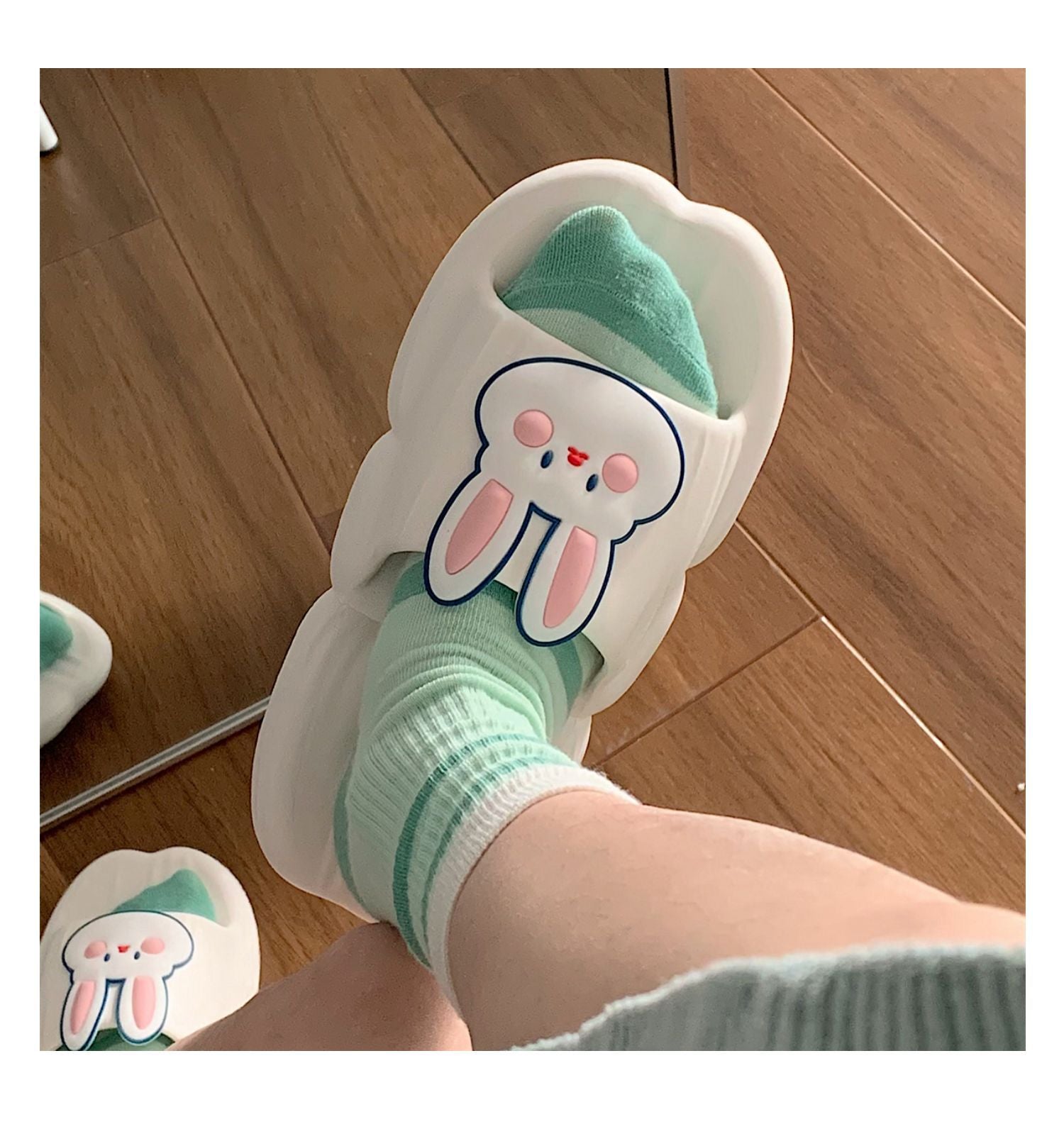 Summer Cute Front Bunny Stripe Slippers