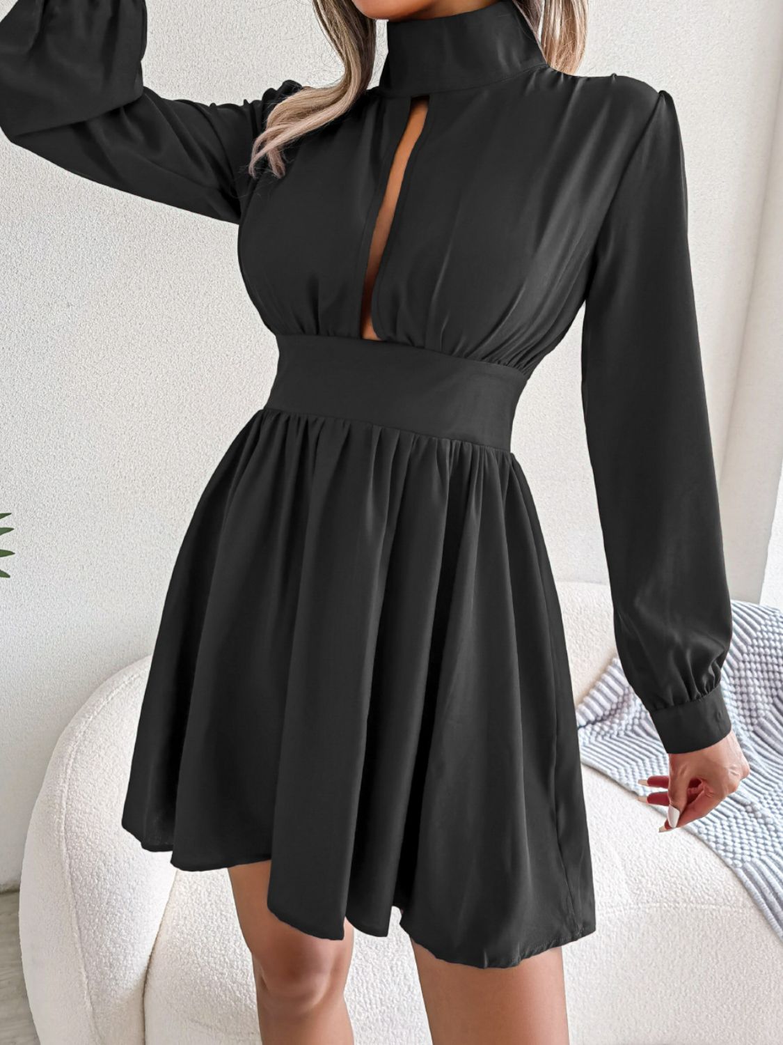 Turtleneck A-Line Mini Dress