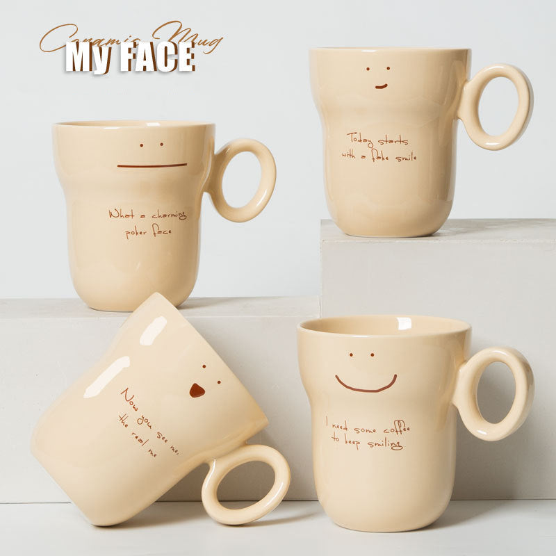 Simple And Cute Expression Ceramic Mug(350ML)