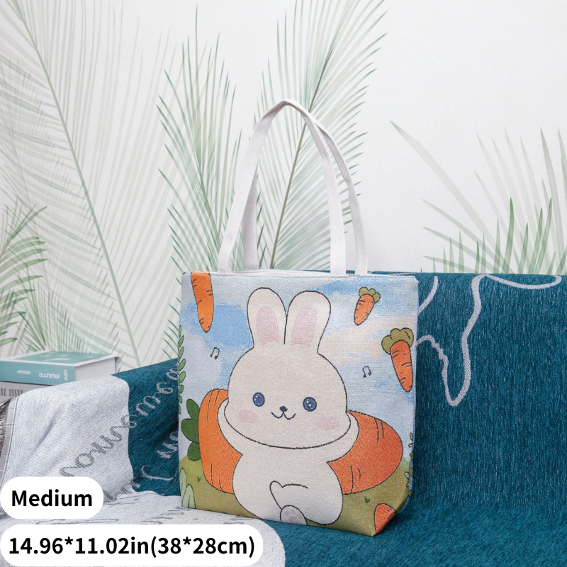 Kawaii Embroidered Cartoon Bunny Tote Bag