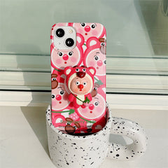 Cute Strawberry Bear Stand Phone Case