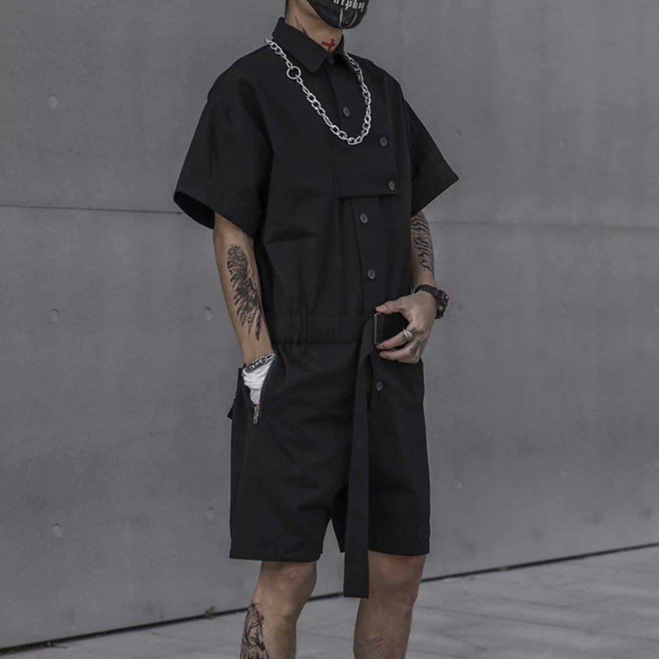 Functional Button Belt Jumpsuit