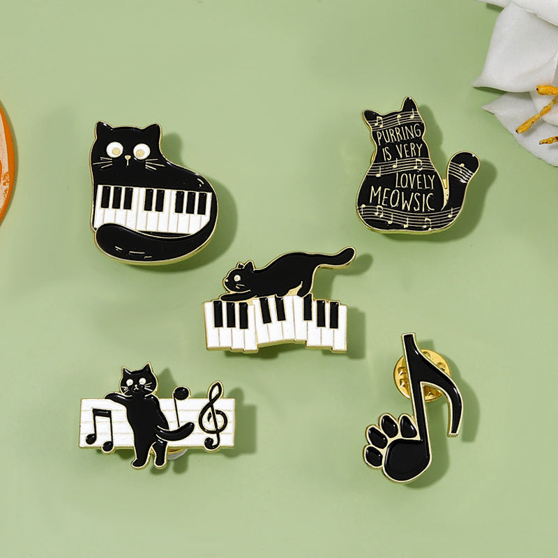 Black Cat Piano Note Pins