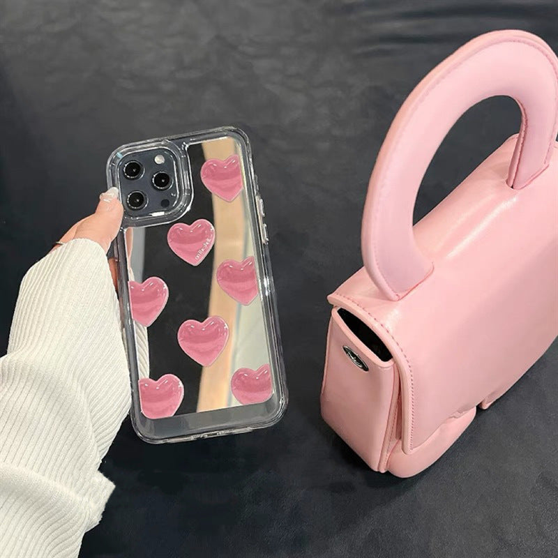 Pink Heart Mirror Phone Case