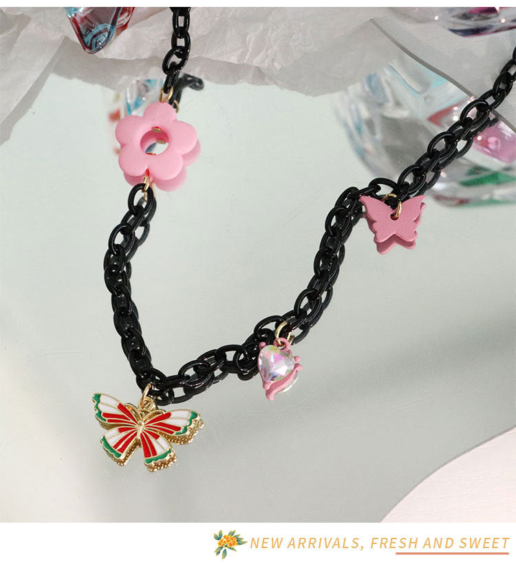 Cute Flower Butterfly Necklace