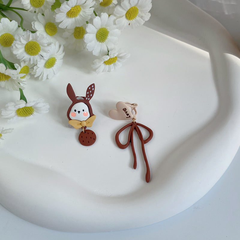 Cartoon Color Contrast Bunny Earrings