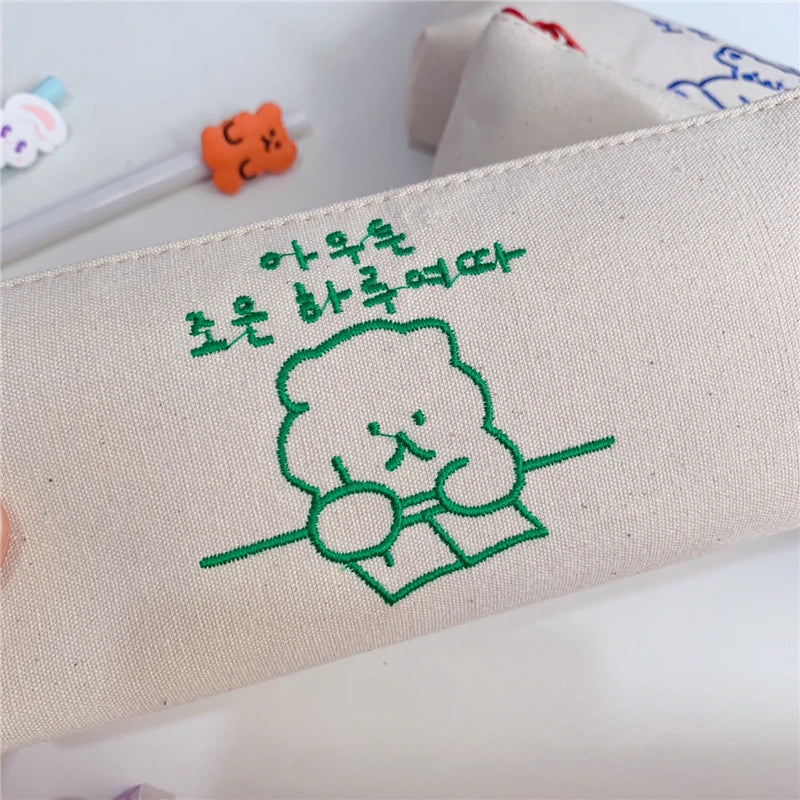 Bear Embroidery Pencil Case