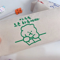 Bear Embroidery Pencil Case