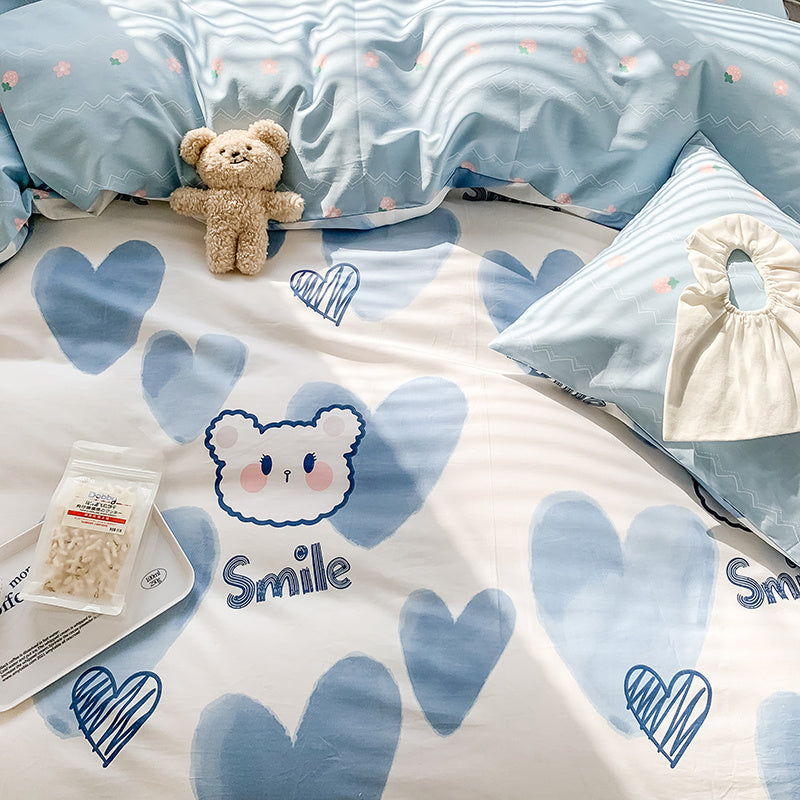 Blue Heart Bear Bedding Set