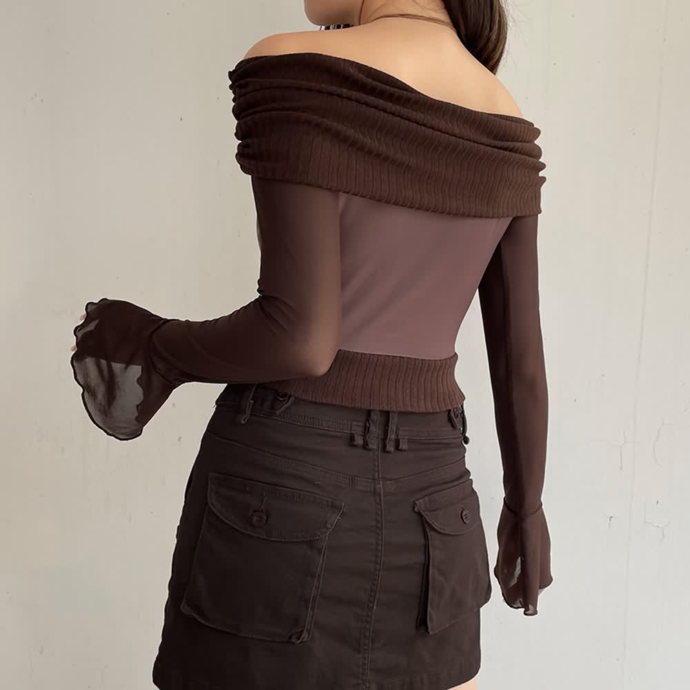 Fairycore Butterfly Bardot Long Sleeve Top
