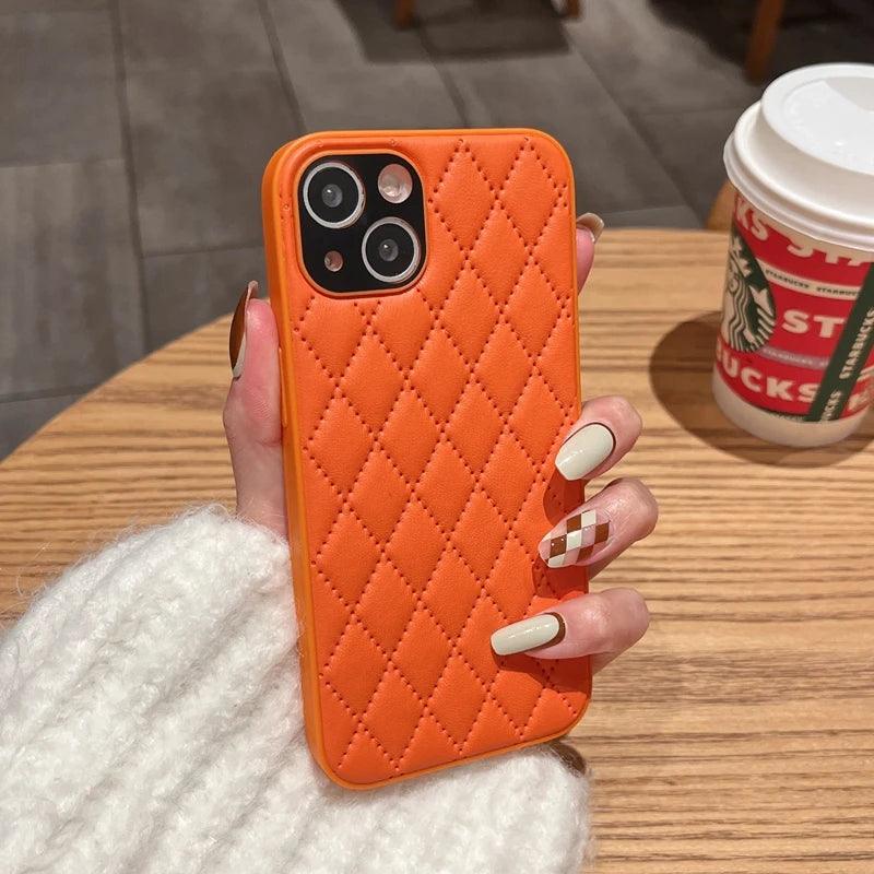 Fashion Plain Leather Cute Phone Cases For iPhone 11 12 13 Pro X XR XS MAX 7 8 Plus SE2