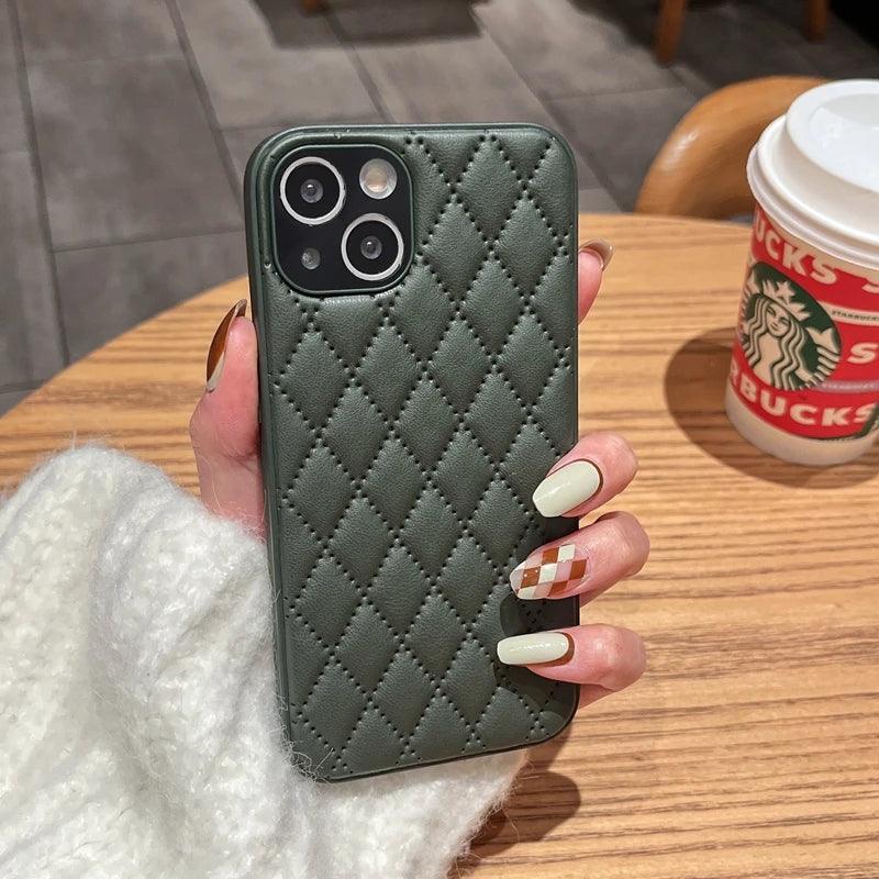 Fashion Plain Leather Cute Phone Cases For iPhone 11 12 13 Pro X XR XS MAX 7 8 Plus SE2