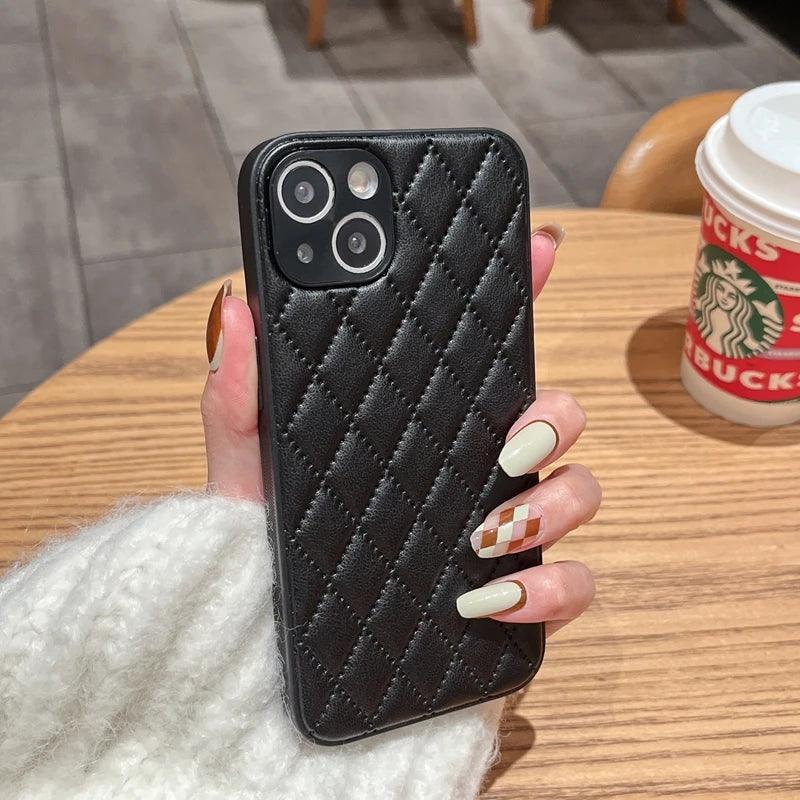 Fashion Plain Leather Cute Phone Cases For iPhone 11 12 13 Pro X XR XS MAX 7 8 Plus SE2