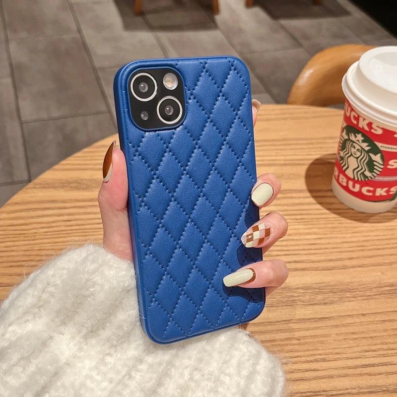 Fashion Plain Leather Cute Phone Cases For iPhone 11 12 13 Pro X XR XS MAX 7 8 Plus SE2