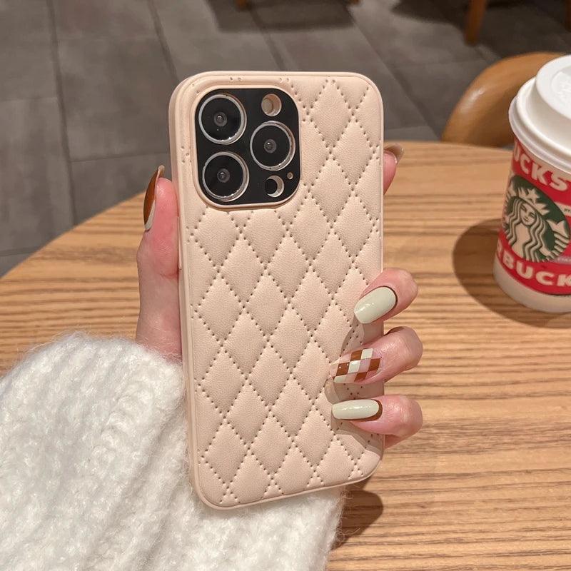 Fashion Plain Leather Cute Phone Cases For iPhone 11 12 13 Pro X XR XS MAX 7 8 Plus SE2