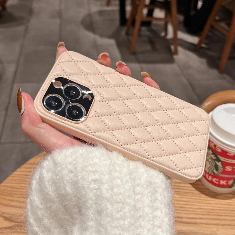 Fashion Plain Leather Cute Phone Cases For iPhone 11 12 13 Pro X XR XS MAX 7 8 Plus SE2