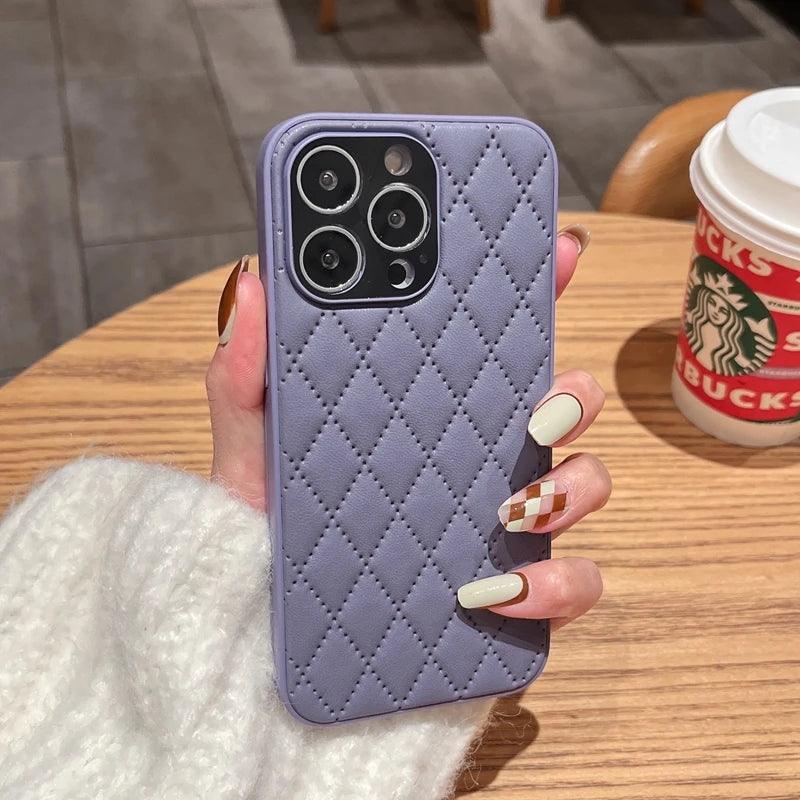 Fashion Plain Leather Cute Phone Cases For iPhone 11 12 13 Pro X XR XS MAX 7 8 Plus SE2