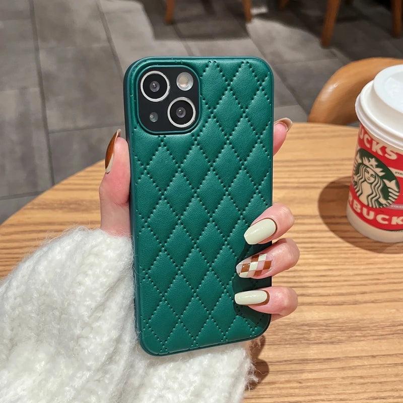 Fashion Plain Leather Cute Phone Cases For iPhone 11 12 13 Pro X XR XS MAX 7 8 Plus SE2