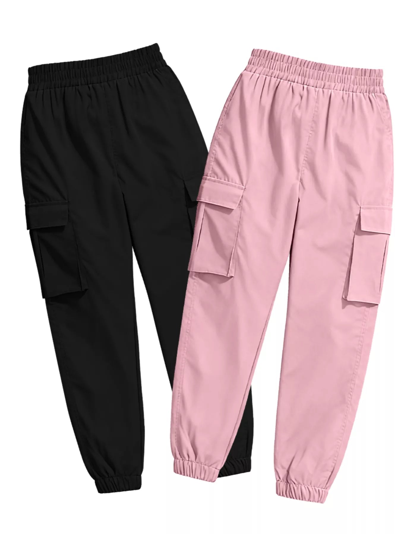 2 Piece Elastic Waist Cargo Pants