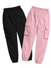 2 Piece Elastic Waist Cargo Pants