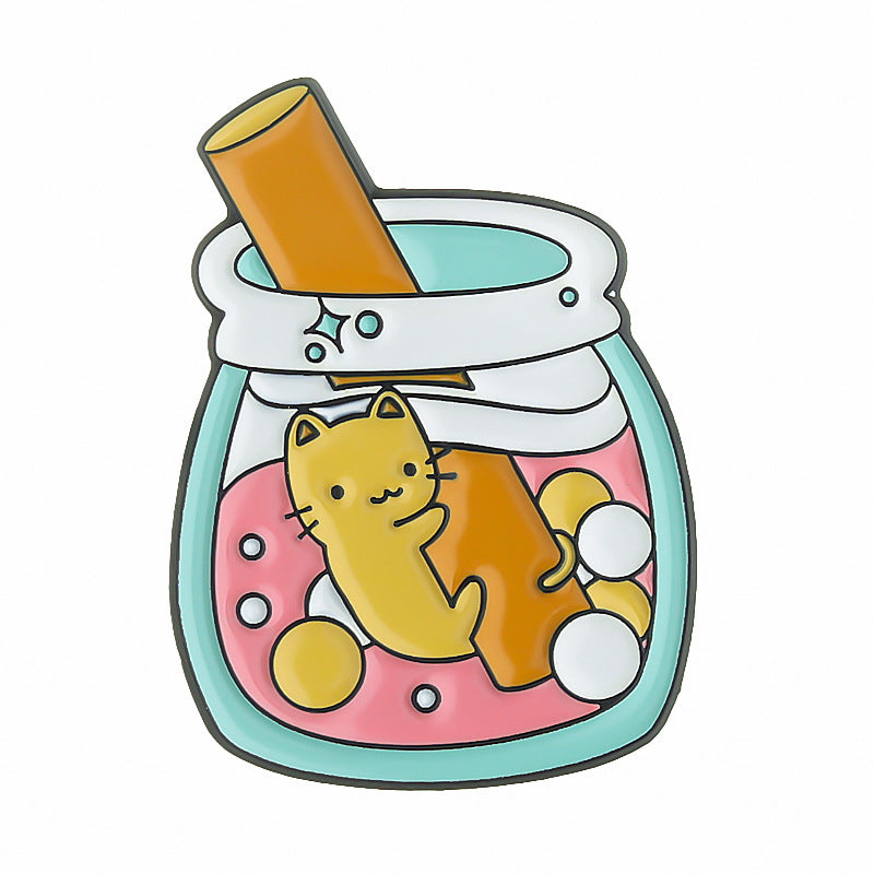 Cartoon Drift Bottle Cat Pins