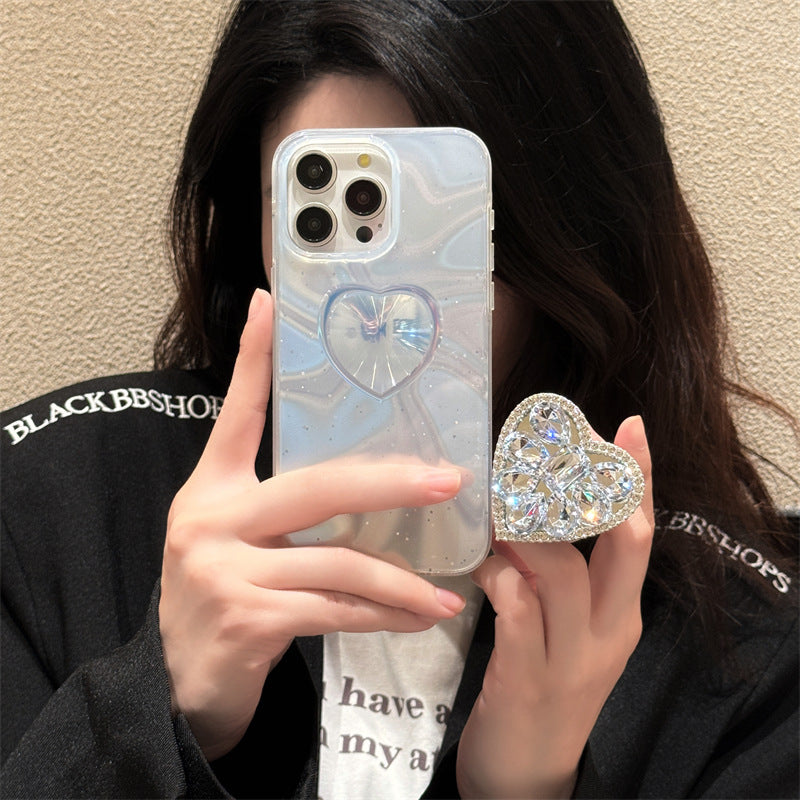 Laser Love Rhinestone Holder Phone Case